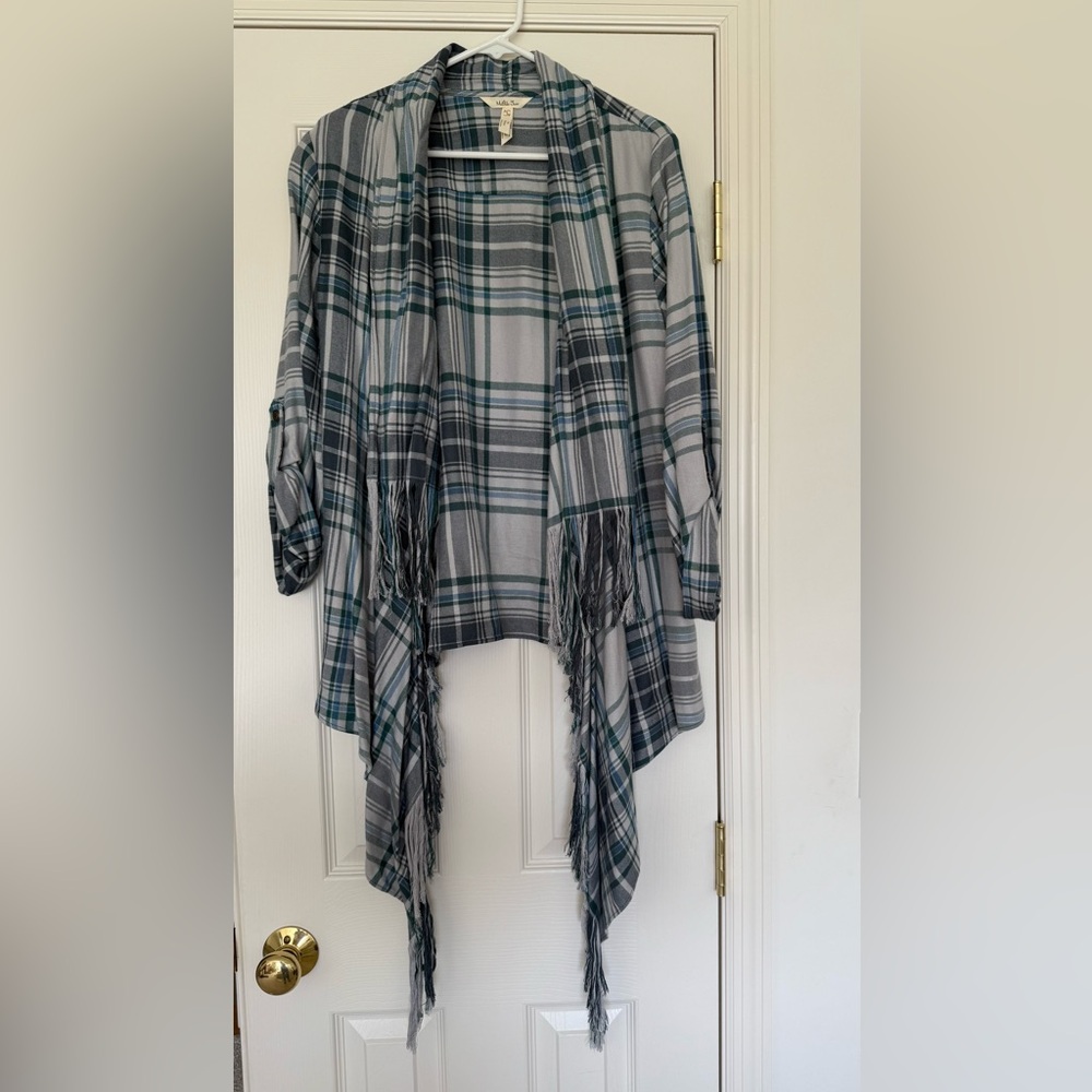 Matilda Jane - Plaid Fringe Open Cardigan